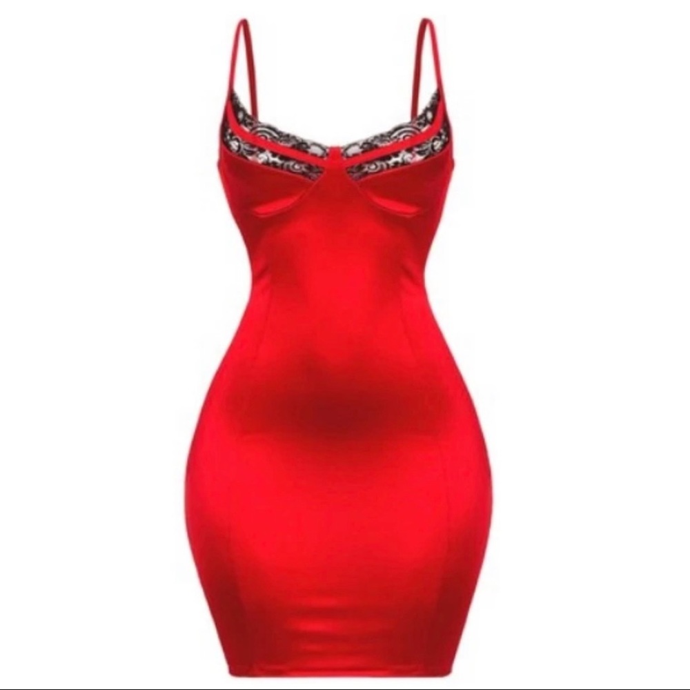 Red satin dress